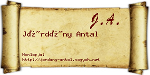 Járdány Antal névjegykártya
